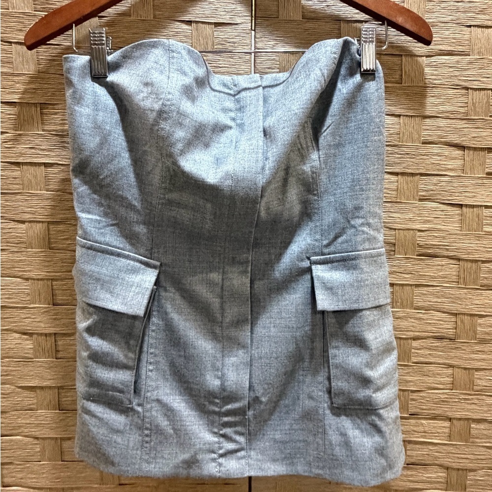 Reformation Strapless Wool Blend Gray Bustier Top size Medium - Picture 2 of 7